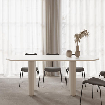 71" Oval White Dining Table 4 Pedestals 8 Seater Dining Room Table